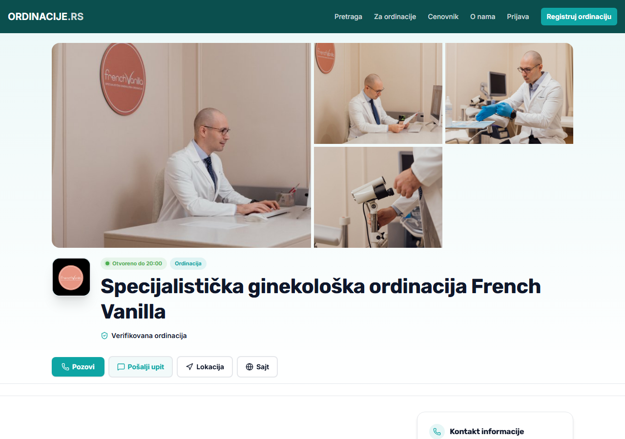 Kako izgleda javni profil ordinacije